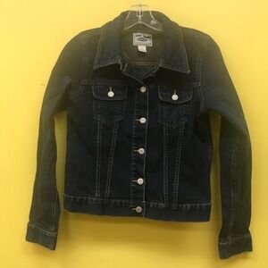 Old navy classic denim dark blue Jean button front jacket casual small women’s